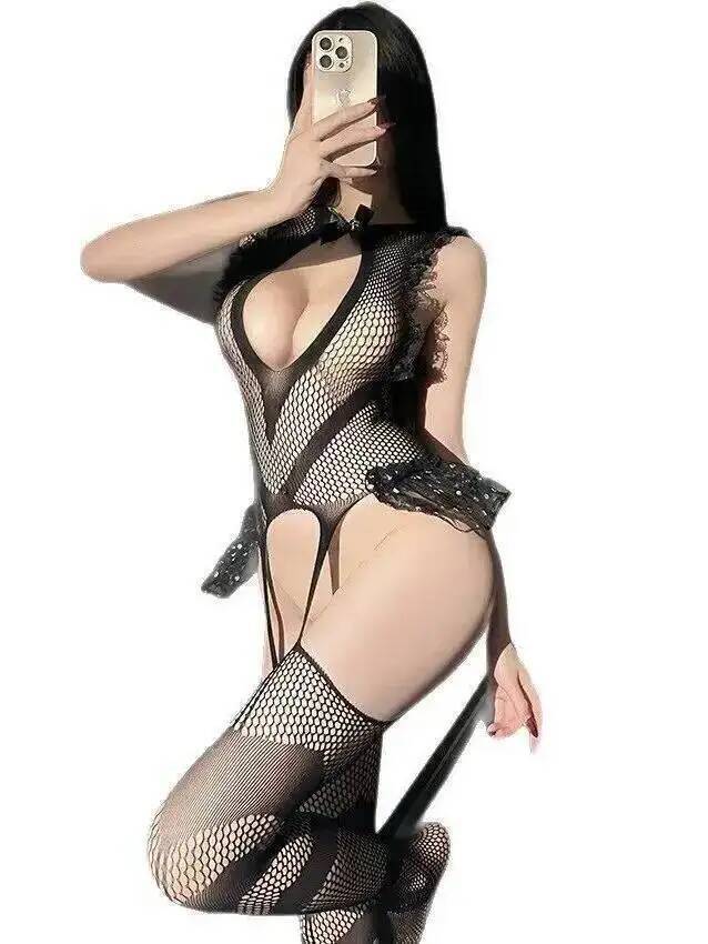 Sexy Lace Trim Fishing Net Bod – Fishnet Stocking Women recenzja i cena