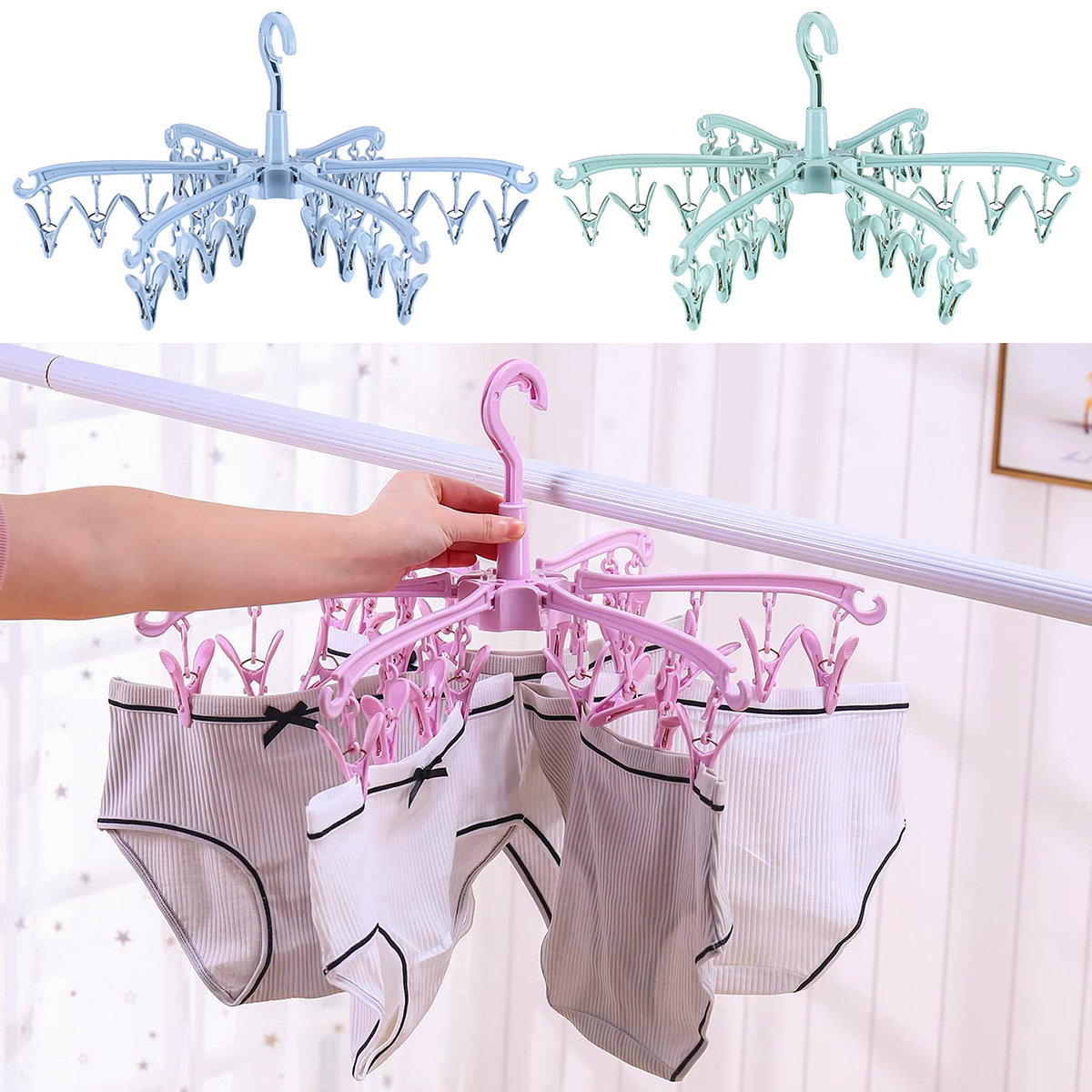 24 Clips Folding Clothes Dryer – Sock Organizer Tray recenzja i cena