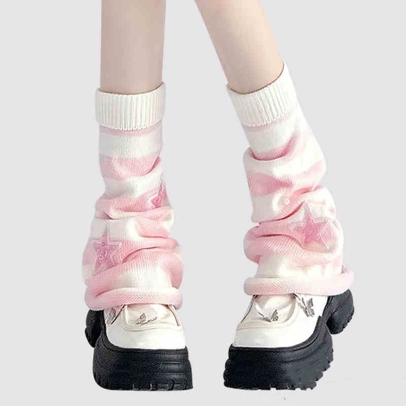 Y2K Striped Leg Warmers Star R – Boot Sock Slouchy recenzja i cena