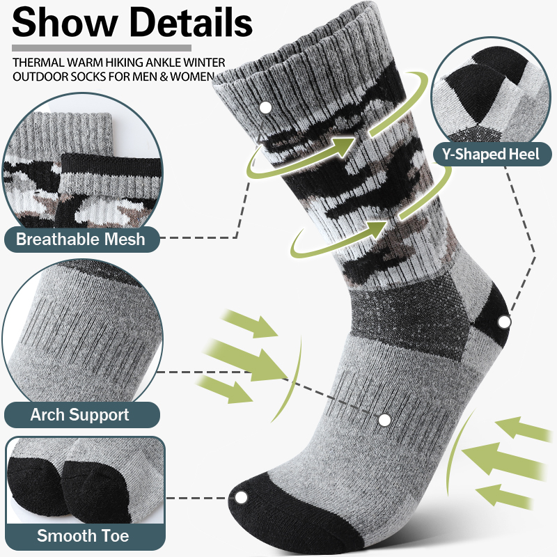 4Pairs Thick Gray Camouflage S – Wool Hiking Sock recenzja i cena