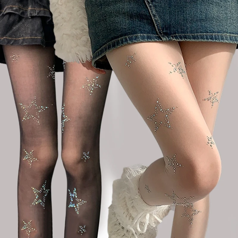 Y2k Star Diamond Rhinestone Fi – Fishnet Stocking Women recenzja i cena