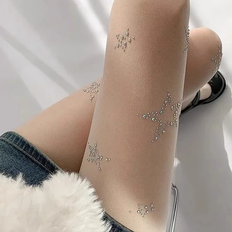 Y2k Star Diamond Rhinestone Fi – Fishnet Stocking Women recenzja i cena
