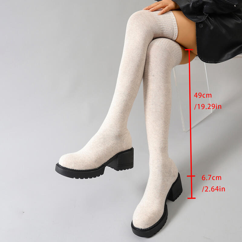 Chunky Platform Over The Knee  – Knee High Sock Women recenzja i cena