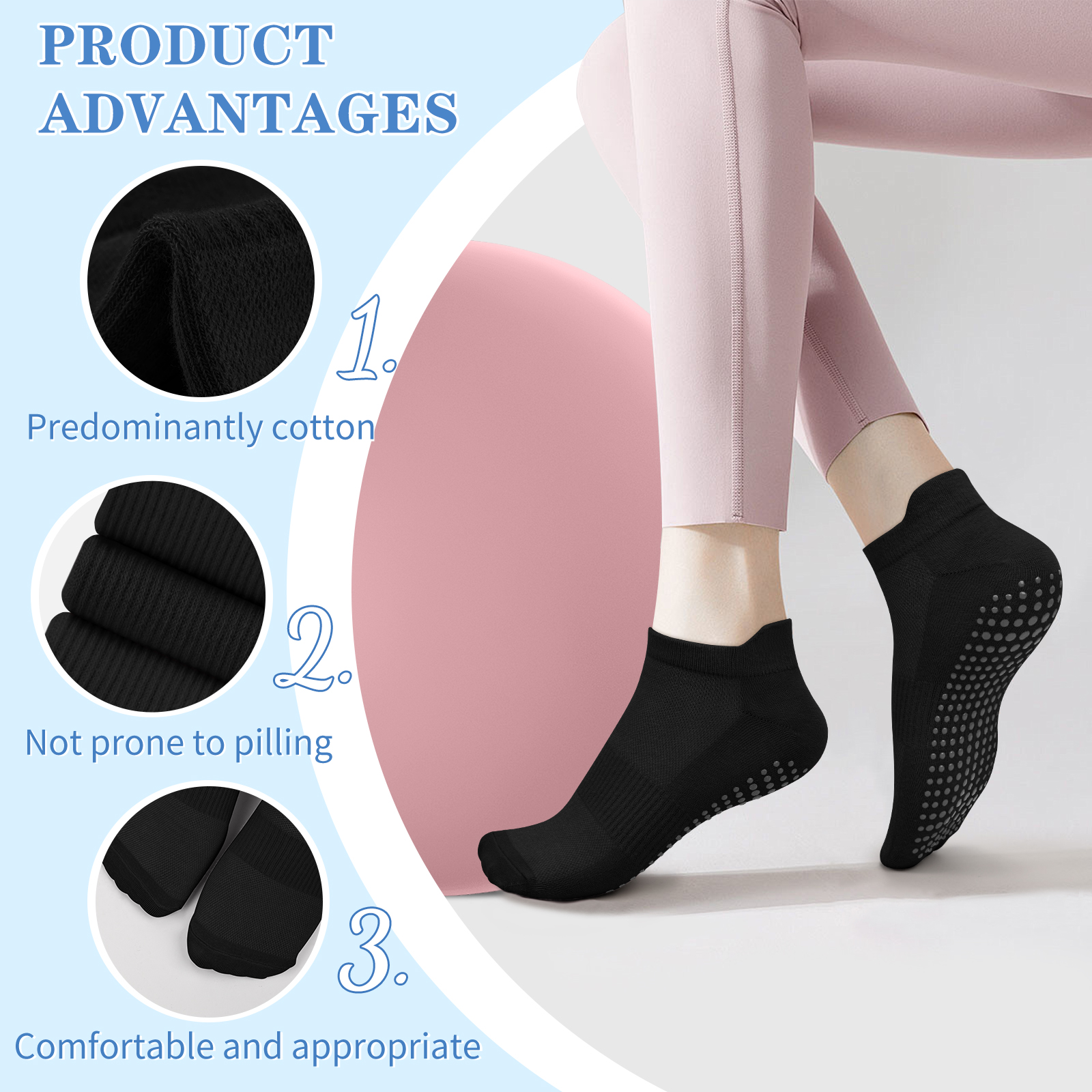 3 Pairs Yoga Socks Women Cotto – Grip Sock Yoga recenzja i cena